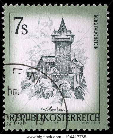 AUSTRIA - CIRCA 1973: A stamp printed in Austria shows Burg Falkenstein, from the series Sights in Austria, circa 1973