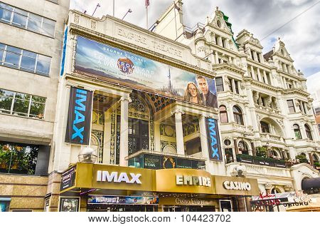 London - May 28: Facade Of The Empire Cinema In Leicester Square London On May 28 2015. The Empire C