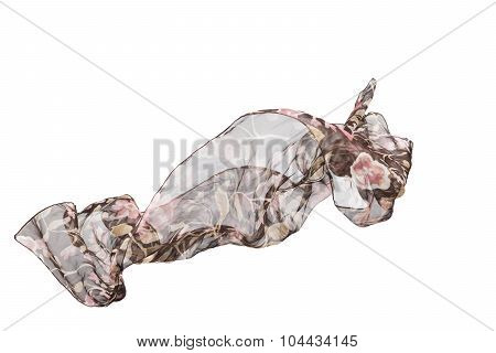 Abstract Pieces Of Fabric Flying, Studio Shot , Scarf Motion