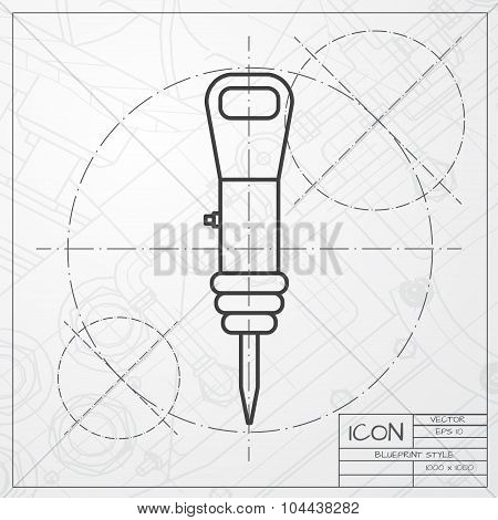 Vector color flat jackhammer icon
