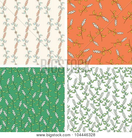 Set Of Floral Seamless Patterns For Backgrounds And Wallpapers.