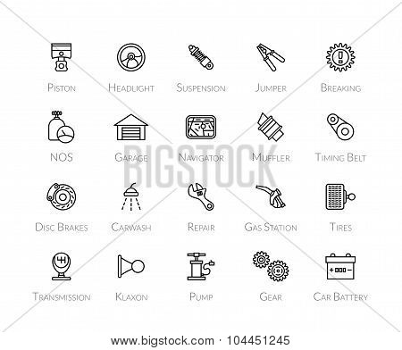 Outline icons thin flat design, modern line stroke style