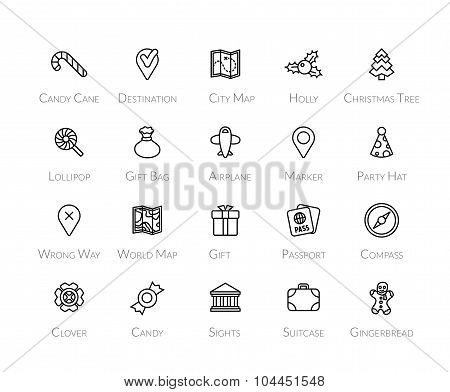 Outline icons thin flat design, modern line stroke style