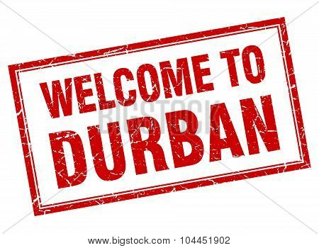 Durban Red Square Grunge Welcome Isolated Stamp