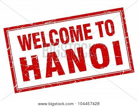 Hanoi Red Square Grunge Welcome Isolated Stamp