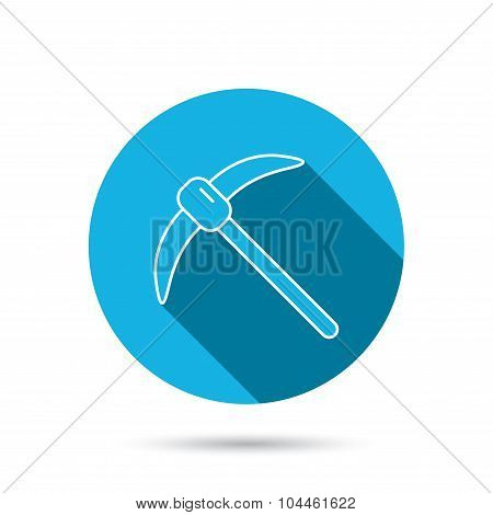 Mining tool icon. Pickaxe equipment sign.
