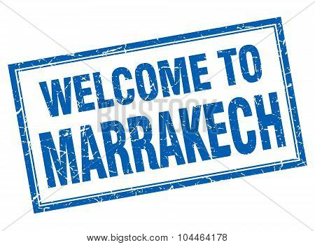Marrakech Blue Square Grunge Welcome Isolated Stamp
