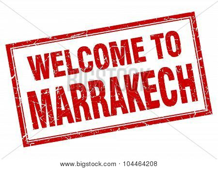 Marrakech Red Square Grunge Welcome Isolated Stamp