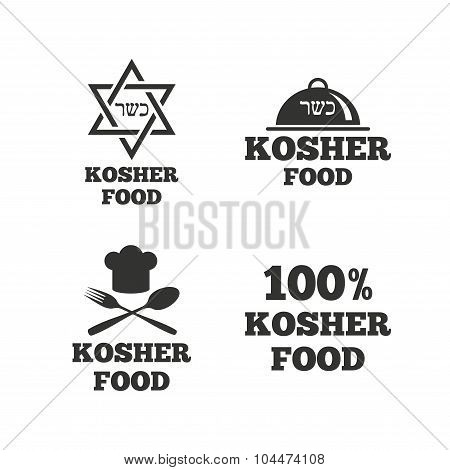 Kosher food product icons. Natural meal symbol.