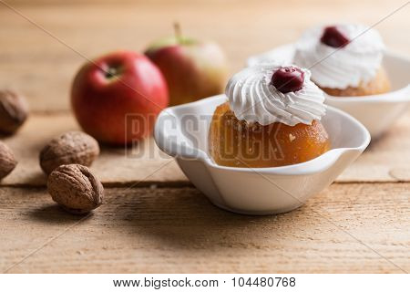 Walnut stuffed apples or tufahije, Bosnian dessert