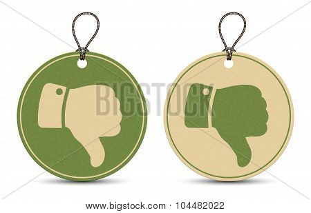 Two Paper Thumb Down Tags Isolated On White Background