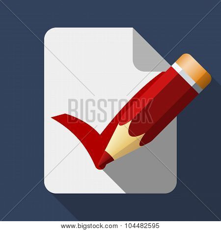 Pencil With Checkbox Icon, Stock Vector