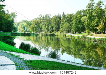 Lake in park Feofania. Kiev, Ukraine