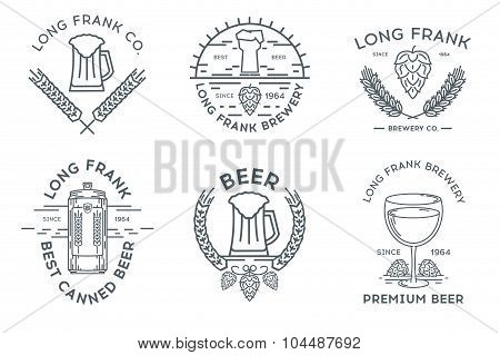 Line beer logo template. New. Stock vector.