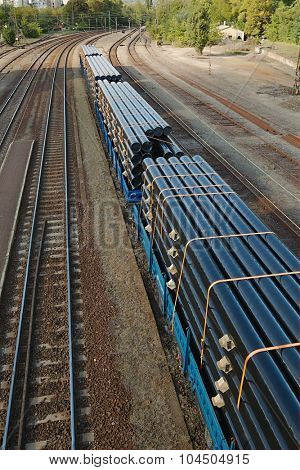 Freight train wagons at a station