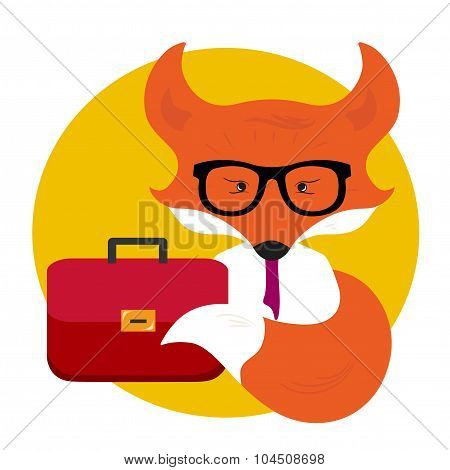 Business fox  with business bag