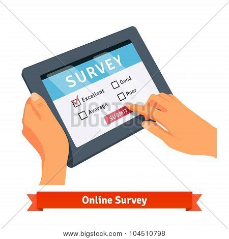 Online survey on a tablet