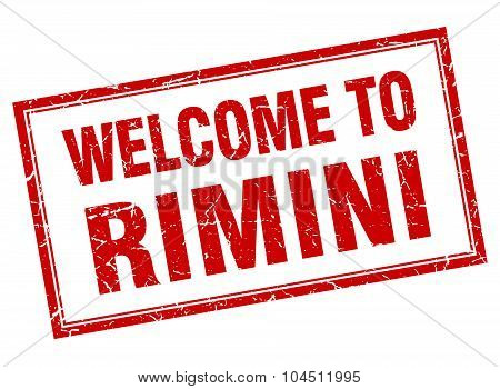 Rimini Red Square Grunge Welcome Isolated Stamp