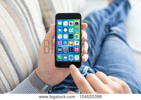 Man Hand With Apple Watch Holding Iphone