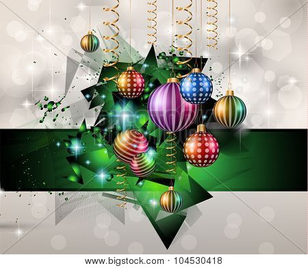 2016 Christmas and Happy New Year Party flyer. Complete layout with space for text for your dinner invitation, xmas parties or new year's eve party flyer.