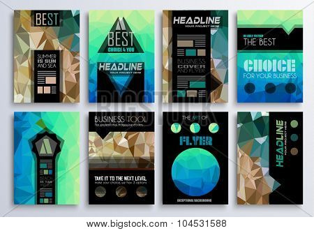 Set of Brochure, Flyers and layout templates for you projects. Ideal to use for brochures template, book cover, magazine fron page and generic printed material.