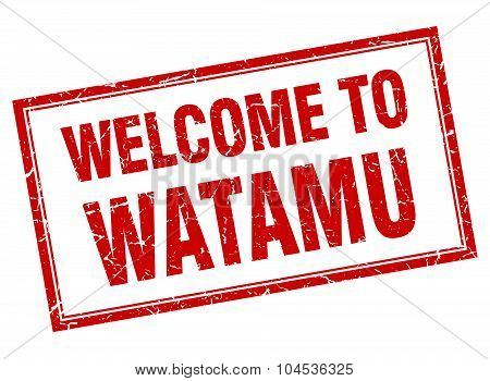 Watamu Red Square Grunge Welcome Isolated Stamp