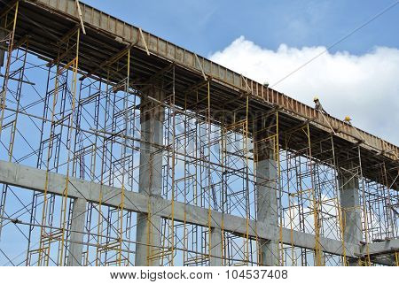 Group of construction worker fabricating beam formwork