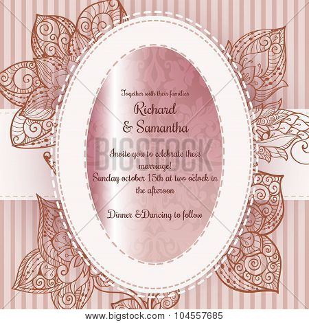 Vintage wedding card with floral design