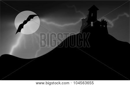 grayscale dark halloween castle