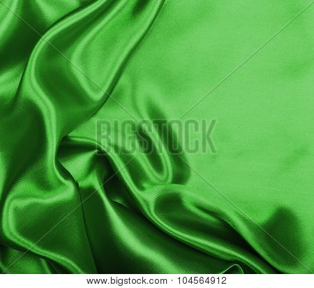 Smooth Elegant Green Silk Or Satin As Background