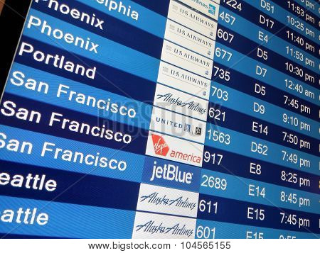 Arrival Display Board At Airport Terminal