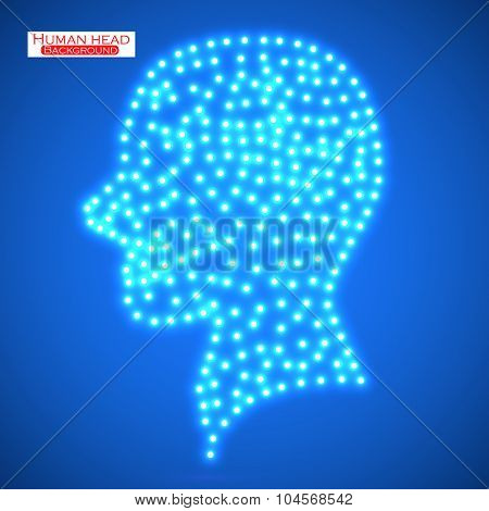 Neon human head. Vector illustration. Eps 10