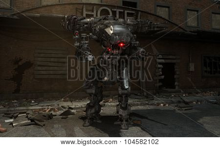Futuristic robot mech