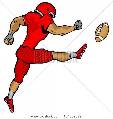An image of a kicking football player.