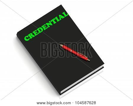 Credential- Inscription Of Green Letters On Black Book