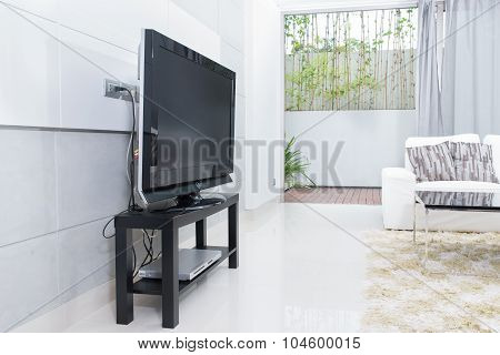 Modern Living Room With Tv And Sofa