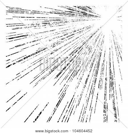 Illustration Vector Abstract Speed Motion Black Lines From The Corner, Grunge Stamp Style.