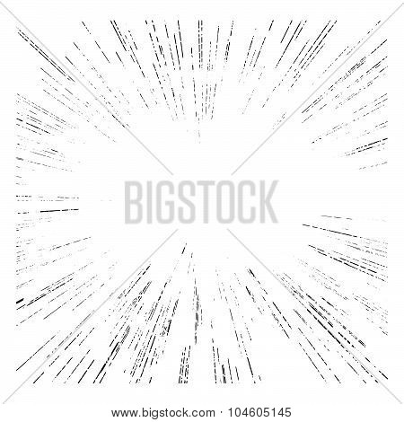 Illustration Vector Abstract Speed Motion Black Lines With Copyspace In The Middle, Grunge Stamp Sty