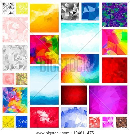 Mega Set Pack of abstract 3d Low Polygonal Backgrounds. Swirl, line shapes, styles. For business bro