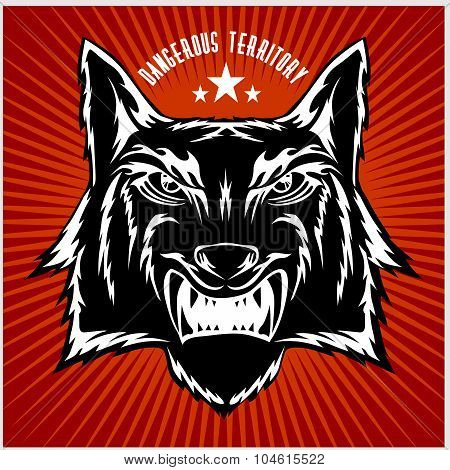 Retro wolf mascot athletic design complete with head.