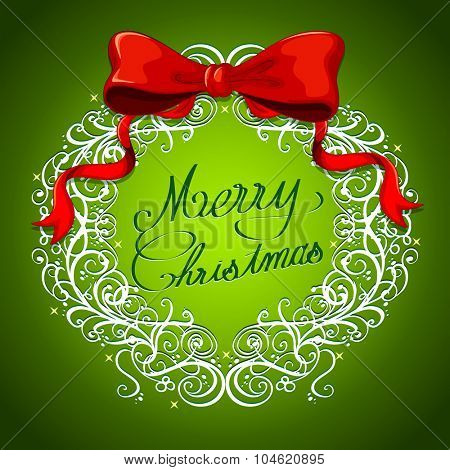 Christmas theme with wreth and ribbon illustration
