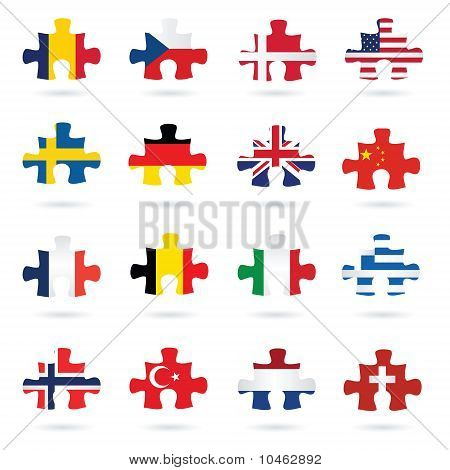Jigsaw puzzle pezzi come bandiere