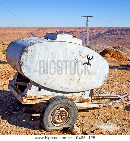 Water Tank In Morocco  Utility Pole L Weel And Arid