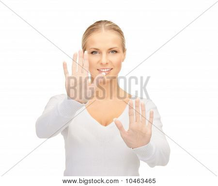 Businesswoman Working With Something Imaginary