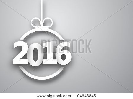 2016 New Year sign on gray background. Vector paper illustration.