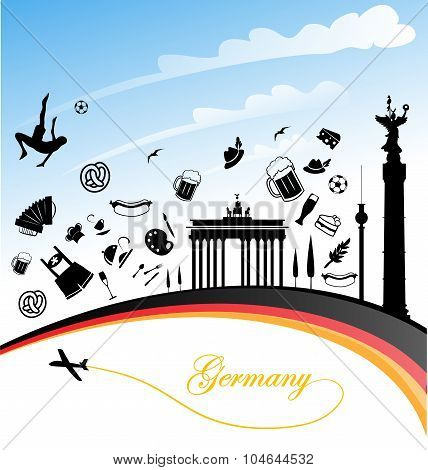 Germany Background With Flag And Symbol