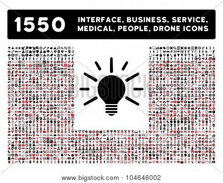 Light Icon and More Interface, Business, Tools, People, Medical, Awards Flat Vector Icons