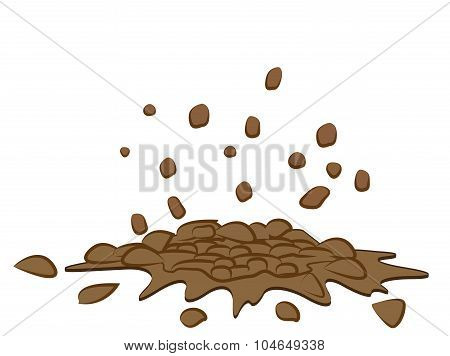 Pile Of Smashed  Ground, Heap Of Soil - Vector Illustration Isolated On White Background.