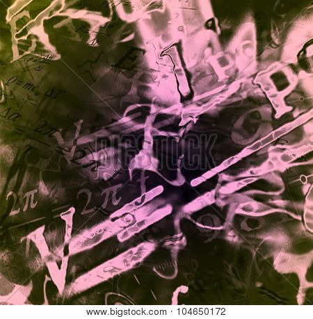 Image Of Physical Technology Abstract Background. Science Wallpaper With School Physics Formulas And