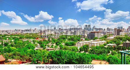 Jingshan Park,panorama Above On Beijing City.